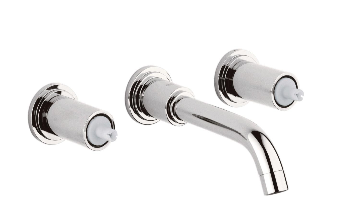 Grohe | 20073BE0 | *GROHE 20.073.BE0 3-HOLE WALL-MOUNT VESSEL FAUCET LESS HANDLES.  POLISHED NICKEL FINISH